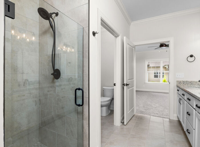 No step shower for easy access in primary bathroom