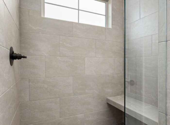 Expert designer shower in primary bath Pratt homes