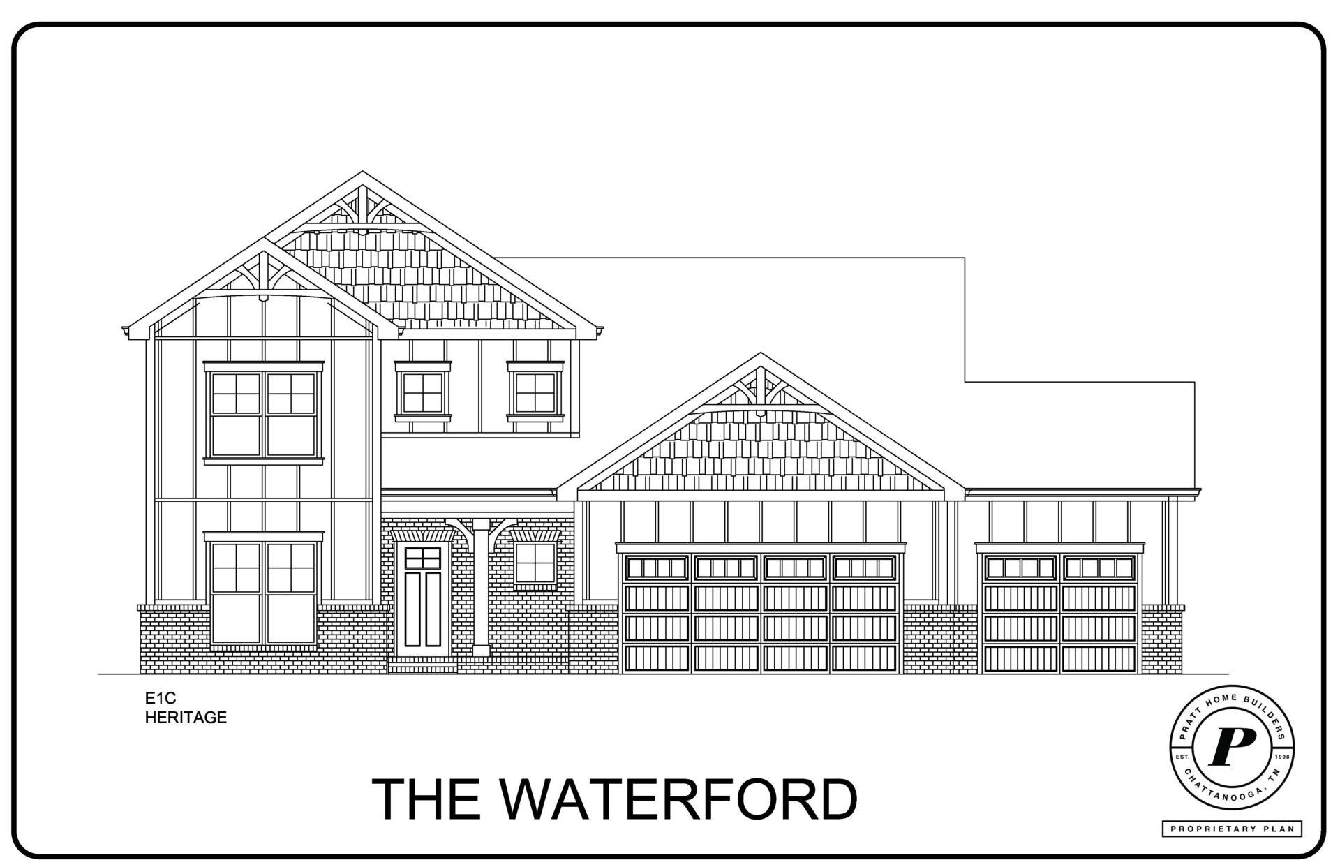 Presentation plan, rendering of new construction 4 bedroom, 3.5 bath, 3 car garage new construction