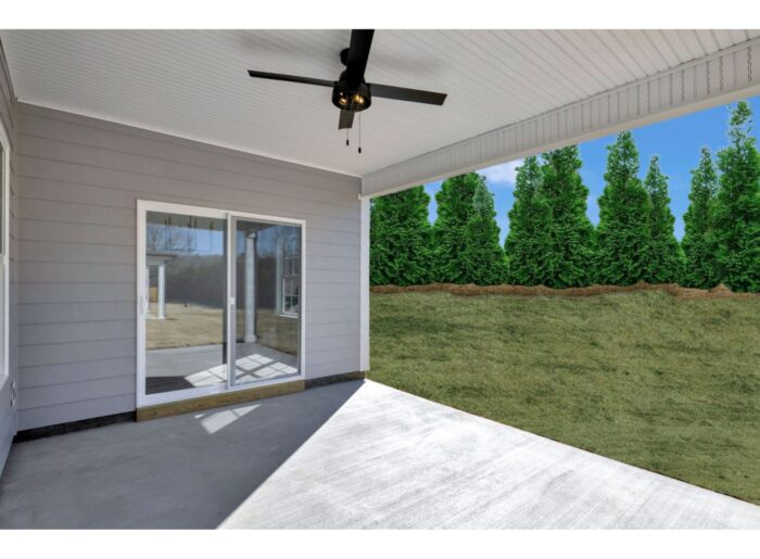 Outdoor space on covered patio for pets, gathering and outdoor living